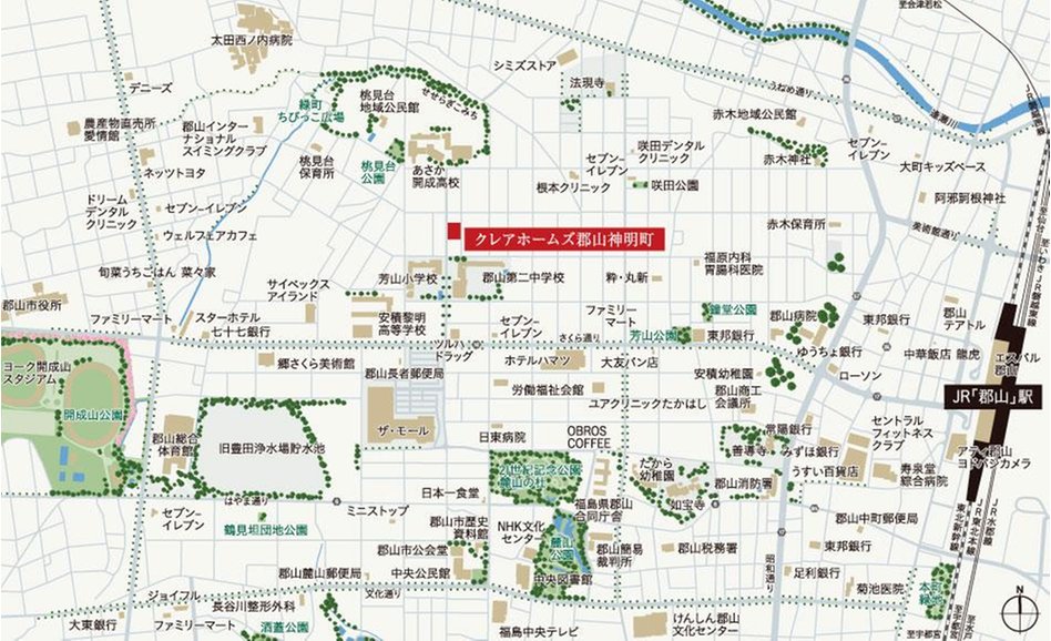 クレアホームズ郡山神明町の現地案内図
